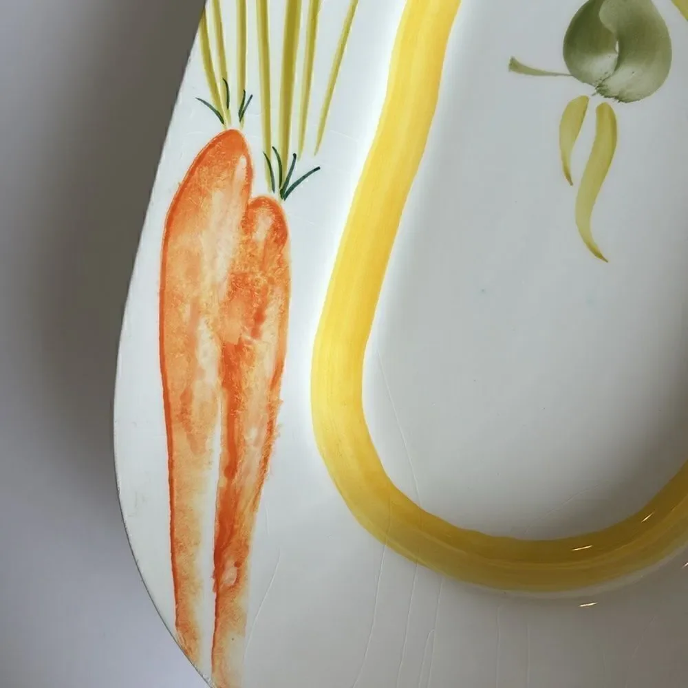 Crate and Barrel Judith Mosse Kruger 17” Oval Platter Vegetable Pattern Italy